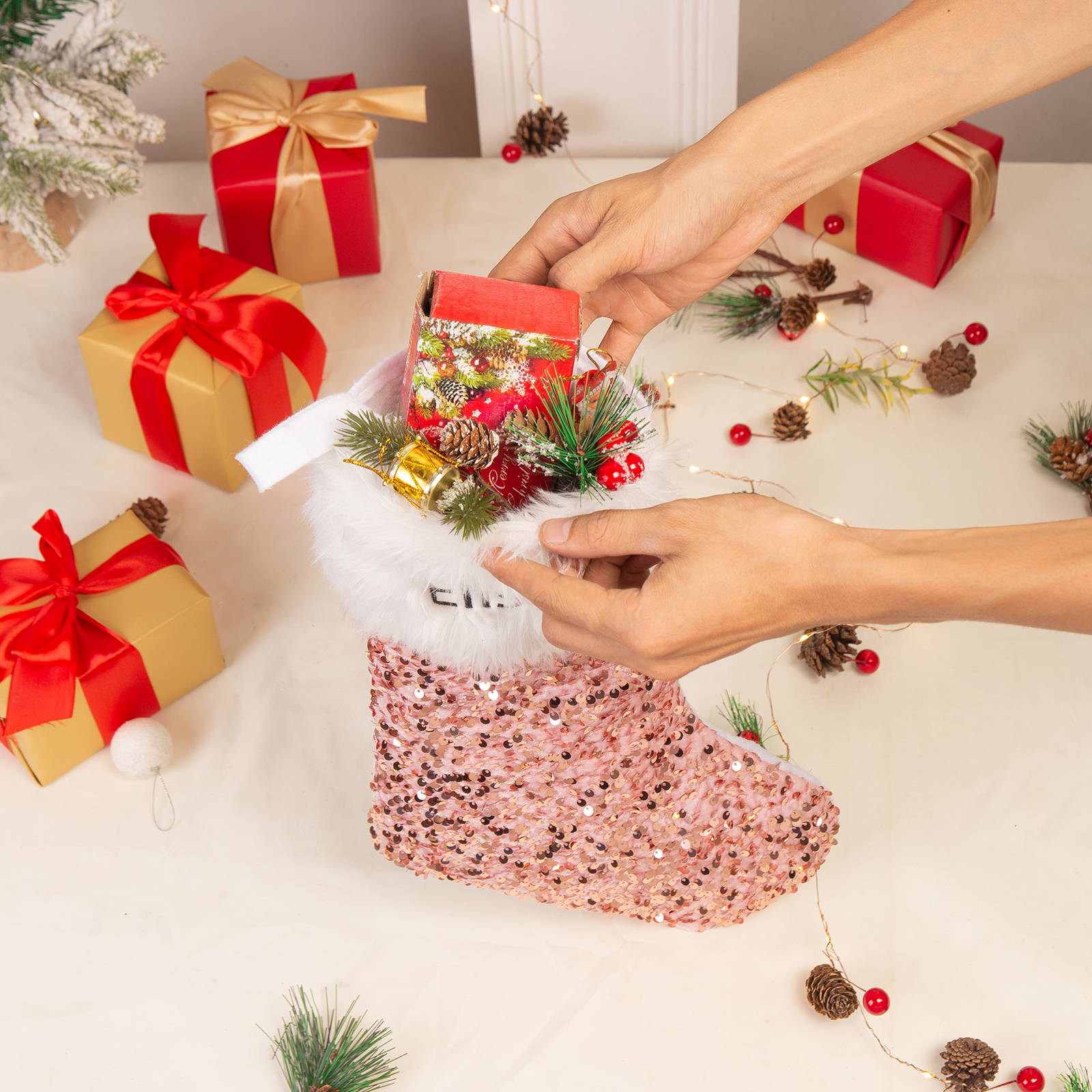 Custom 1 Name Christmas Stockings Ornaments Personalised Christmas Gifts for Family Friends-Jessemade AU