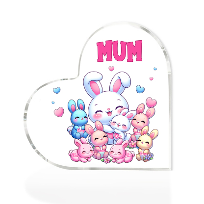 Personalised Text Acrylic Heart Keepsake Custom 7 Names Ornament Bunny Family Gifts For Mother/Grandma-Jessemade AU