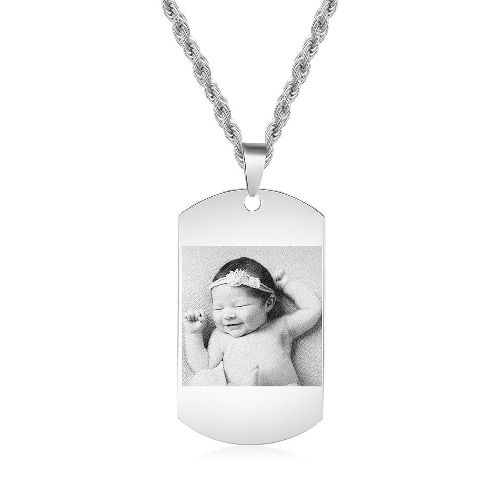 Personalised Tag Necklace Custom Black-White Photo Necklace Gifts for Him-Jessemade AU