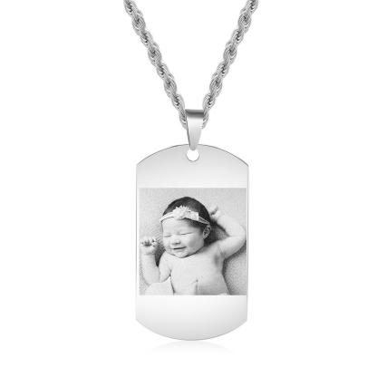 Personalised Tag Necklace Custom Black-White Photo Necklace Gifts for Him-Jessemade AU