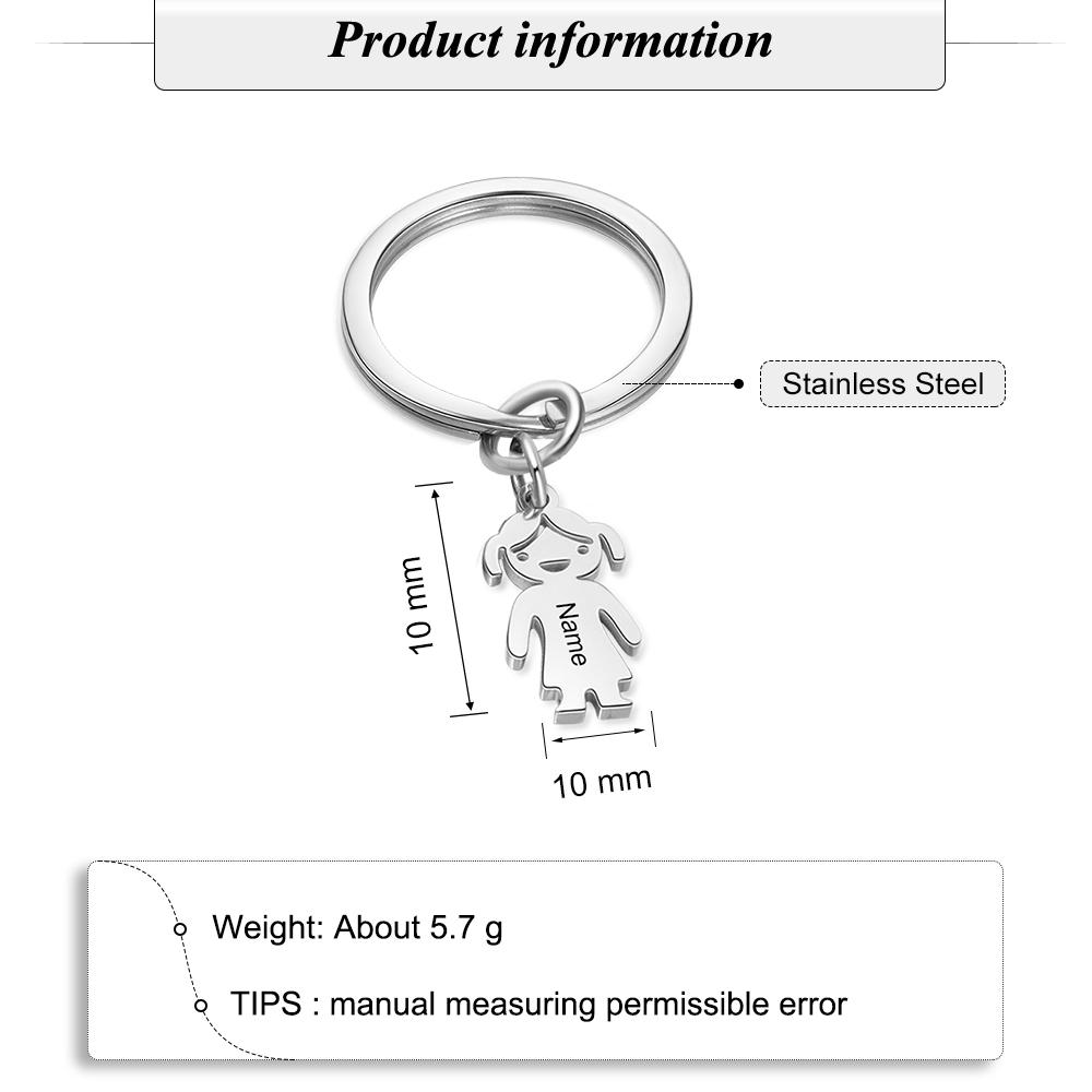 Personalised Kids Charm Keychain Engraved 1 Name Key Chain Gifts For Dad-Jessemade AU