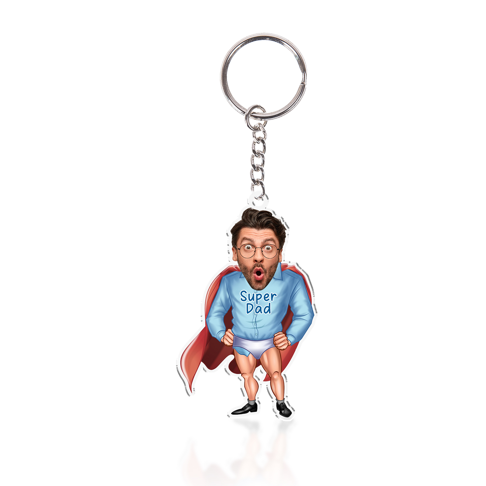 Custom Photo & Text Acrylic Keychain Superman Funny Hanging Ornament Creative Personalised Gift for Him-Jessemade AU