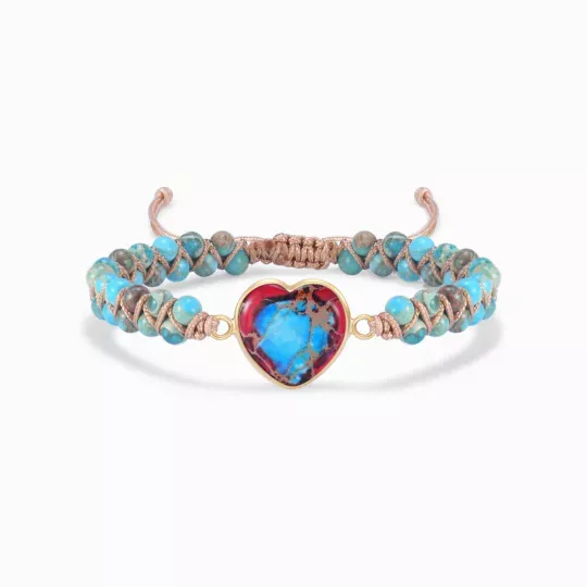 To My Granddaughter Love You Forever Jasper Heart Bracelet-Jessemade AU