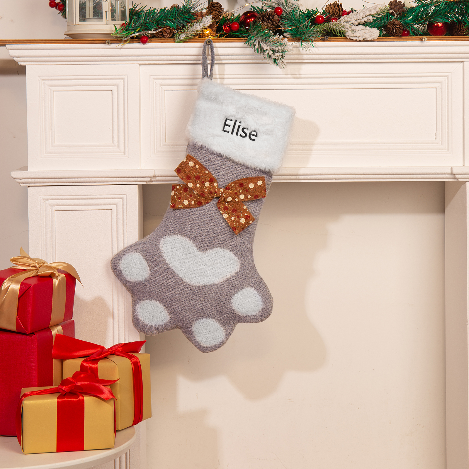 Personalised Christmas Stockings Gift Bag Customised 1 Name Christmas Sock Ornament Gift for Family Friends-Jessemade AU