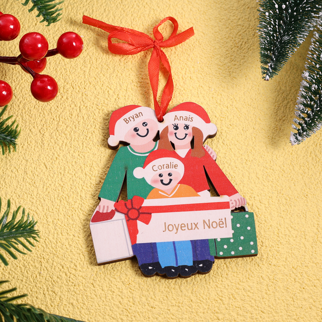 Personalised Family Of 3 Decorating Christmas Tree Ornament-Jessemade AU