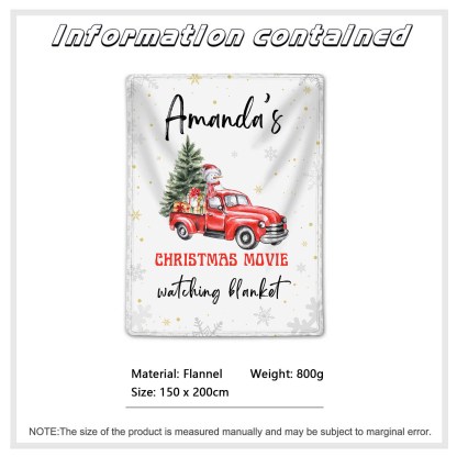 Personalised Christmas Movie Blanket Custom Name White Blanket Christmas Gift for Family Friends - Christmas Movie Watching Blanket-Jessemade AU