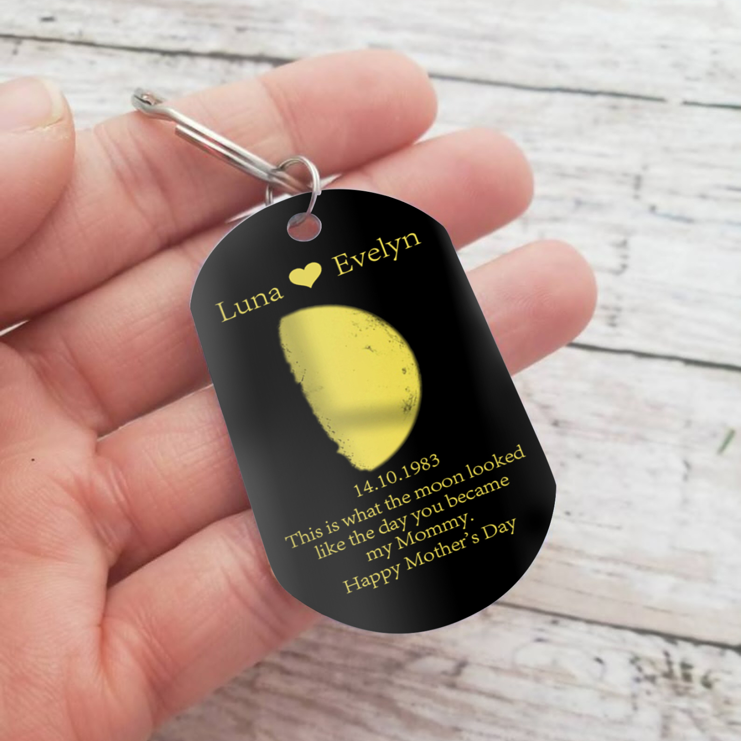 Personalised Text & Date Keychain Mother's Day Gifts - This Is What The Moon Looked Like The Day You Became My Mommy-Jessemade AU