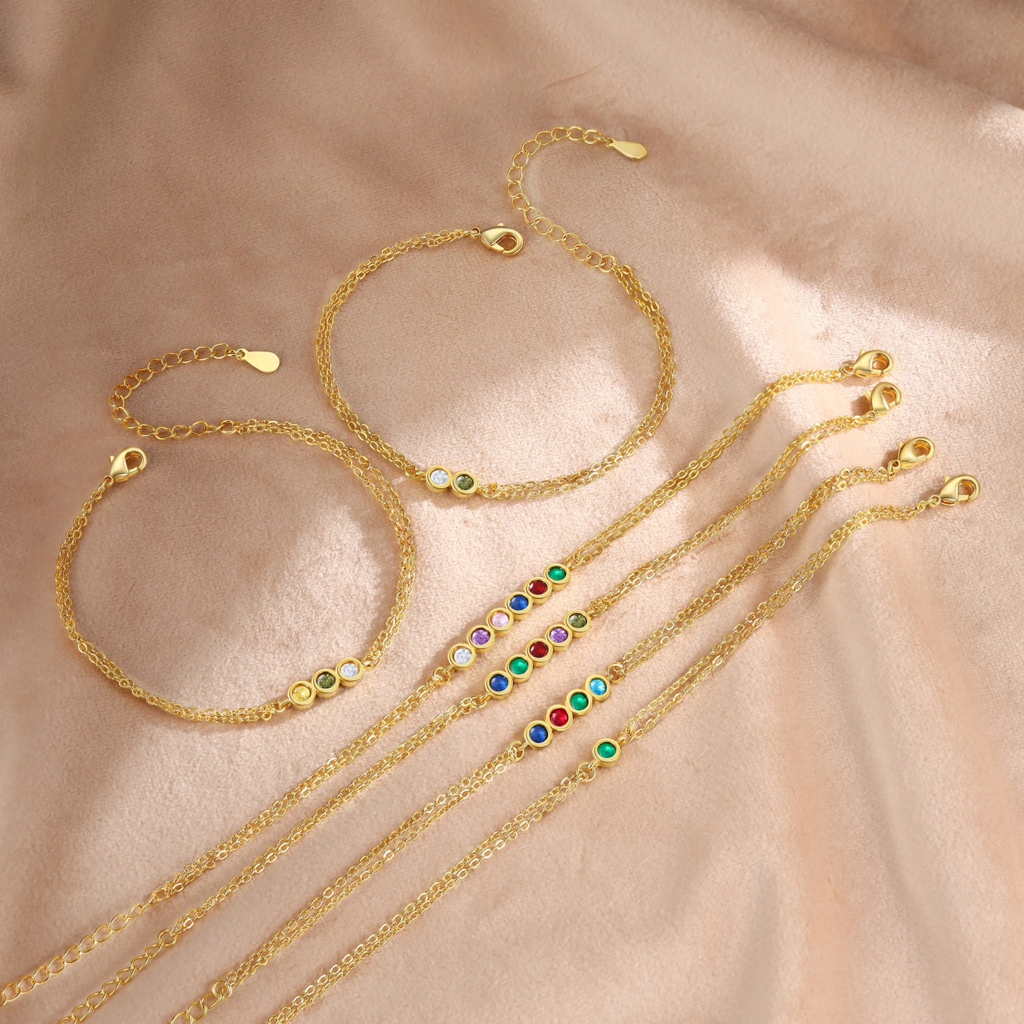 Personalised Bracelet Custom 5 Birthstones Adjustable Bracelet Gifts for Ladies Girls-Jessemade AU