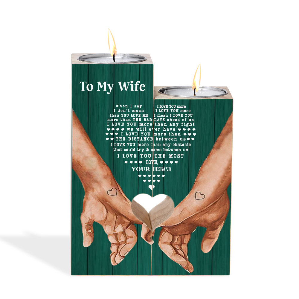 To My Wife Couple Candle Holder "I love you more than you love me" Candlesticks-Jessemade AU