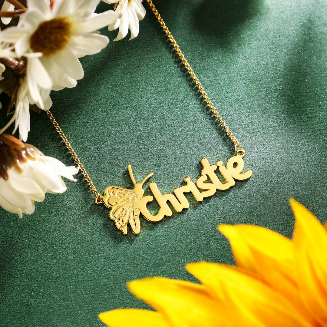 Personalised Butterfly Necklace Custom 1 Name Necklace Gift For Women-Jessemade AU