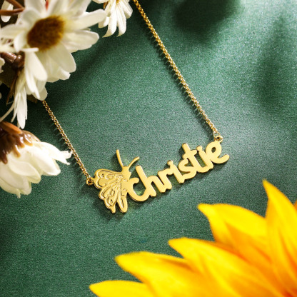 Personalised Butterfly Necklace Custom 1 Name Necklace Gift For Women-Jessemade AU
