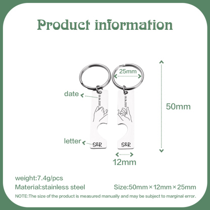 Personalised Couple Pinky Promise Keychain Set Customised Letters & Date Matching Keyring Valentine's Day Gifts For Couples-Jessemade AU