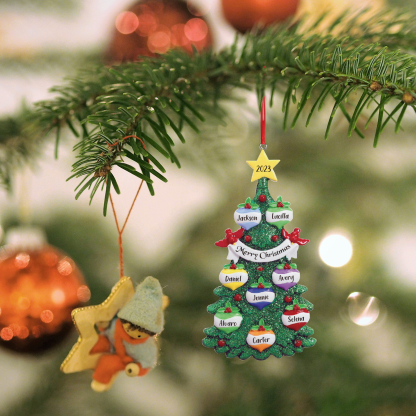 8 Names - Personalised Christmas Tree Ornaments Custom Text & Year Wooden Christmas Pendant Gifts for Family Friends-Jessemade AU