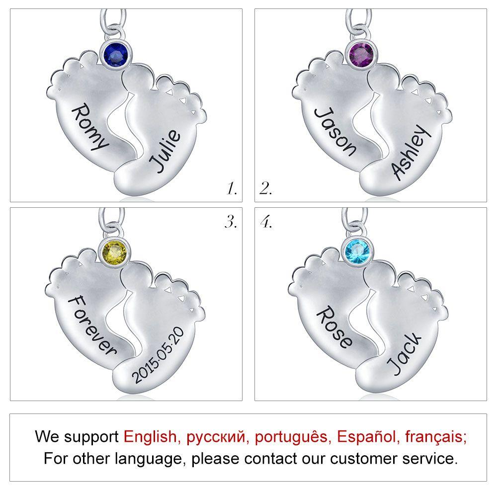 To My Mummy Personalised Baby Feet Pendant Necklace Custom 2 Names & Birthstone Necklace Gifts For Mother-Jessemade AU