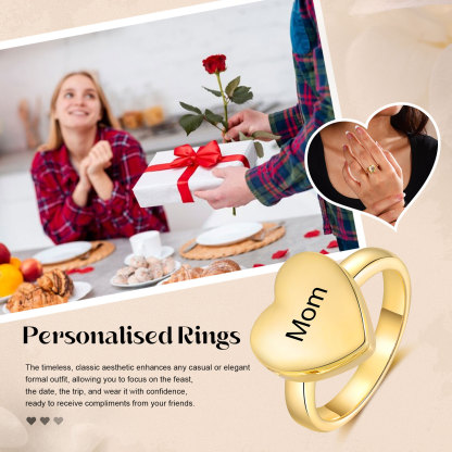 Personalised Women's Ring Custom Photo & Text Ring Gold Birthday Gift for Her-Jessemade AU