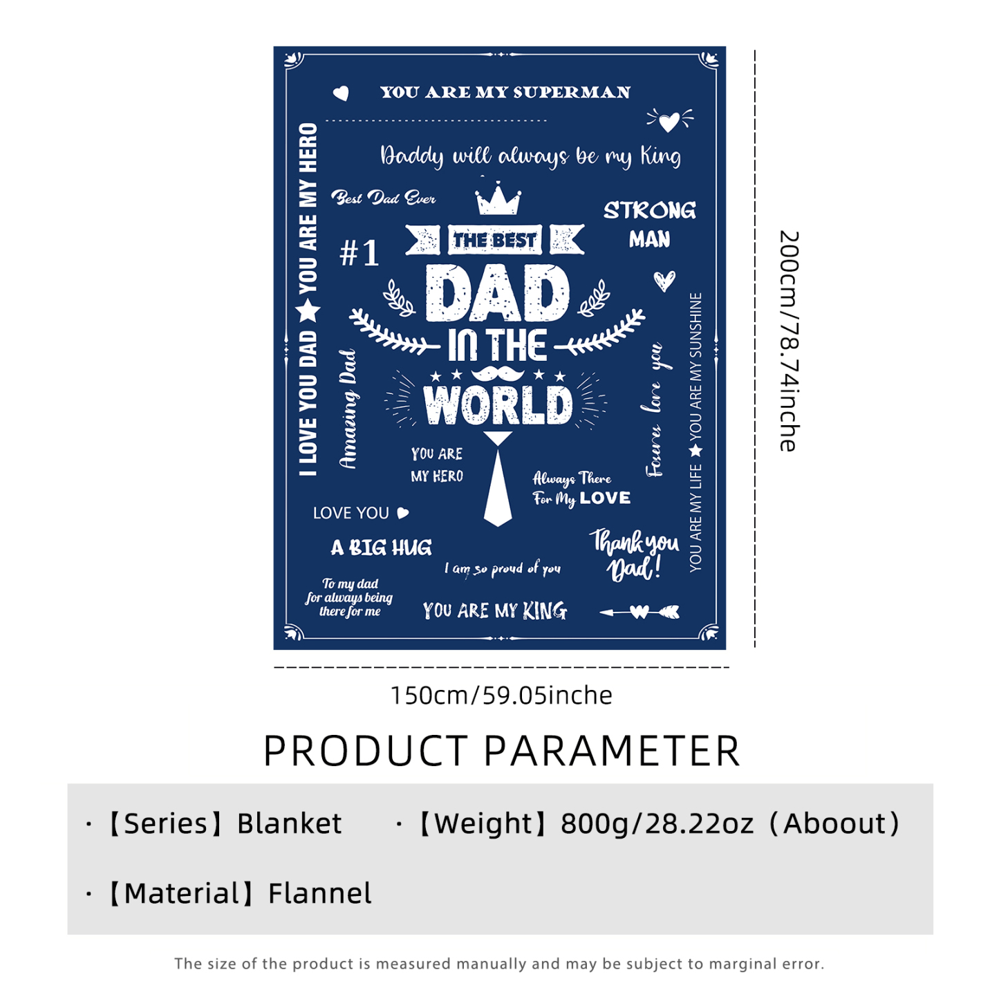The Best Dad In The World Soft and Comfortable Flannel Fleece blanket Gift for My Father-Jessemade AU