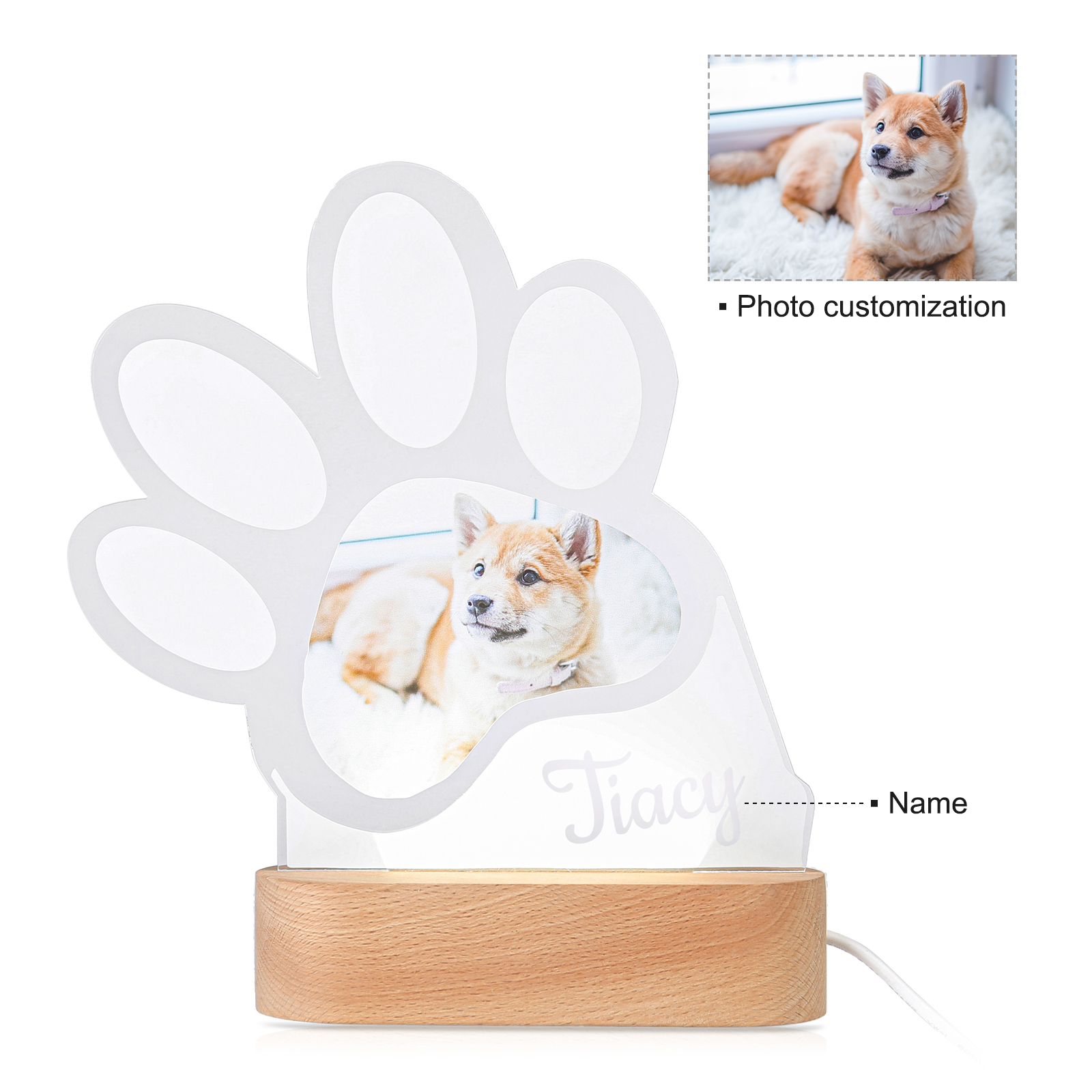 Personalised Dog Footprints Home Decoration Lamp With Custom Name Night Light Kid's Bedroom Decor Children's LED Light-Jessemade AU