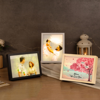 Personalised Frame Night Light Custom 1 Text & 2 Names Pink Family Tree Ornament Gifts for Mother/Grandma-Jessemade AU