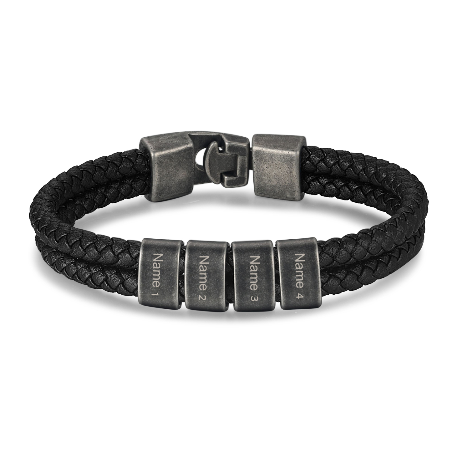 Personalised Men Leather Bracelet with 4 Names Beaded Wrap Bracelet Retro Style For Him-Jessemade AU