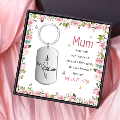 4 Names - Personalised Name Keychain Holding Hands Keychain Mother's Day Gifts For Grandma/Mother-Jessemade AU