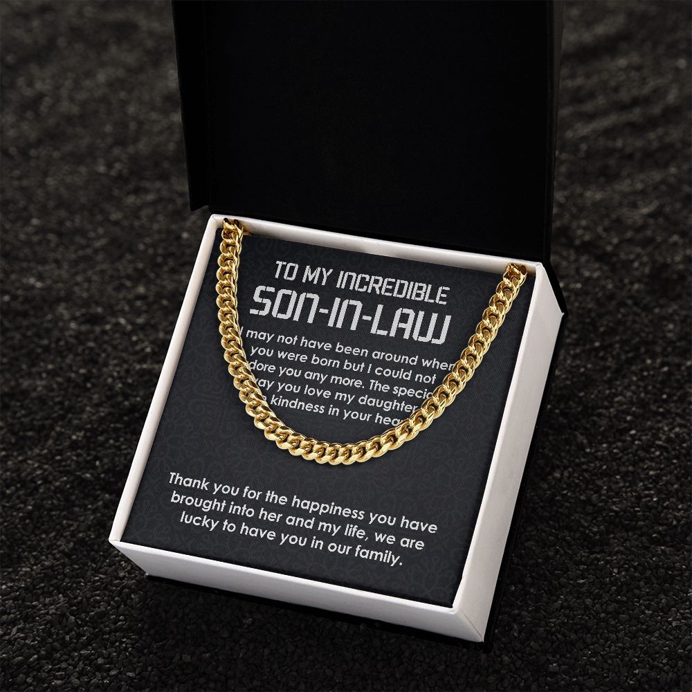 To My Incredible Son-In-Law Necklace Cuban Link Chain Necklace Gift Set - We Are Lucky To Have You In Our Family-Jessemade AU