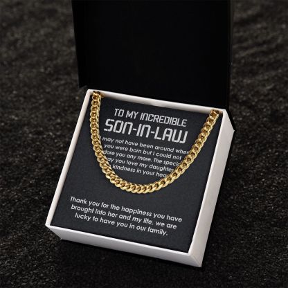 To My Incredible Son-In-Law Necklace Cuban Link Chain Necklace Gift Set - We Are Lucky To Have You In Our Family-Jessemade AU