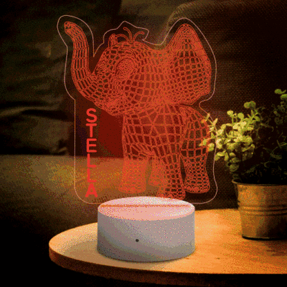 Personalised 3D Cartoon Elephant Home Decoration Lamp With Custom Name Night Light Kid's Bedroom Decor Children's LED Light-Jessemade AU