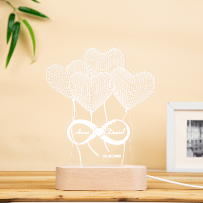 Personalised Heart balloon Name Night Light Engraved Lamp-Jessemade AU
