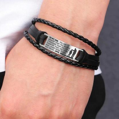 To My Son, You Are Braver Than You Believe Inspirational Bracelet Initial ID Bar Bangle Gifts For Men-Jessemade AU