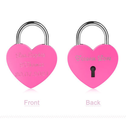 Personalised Heart Engraved Love Lock Custom Names Padlocks Gifts For Couple-Jessemade AU
