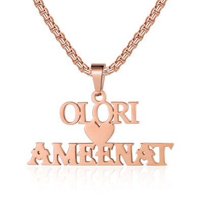 Personalised Heart Name Necklace Custom 2 Names Necklaces Romantic Gift For Her-Jessemade AU