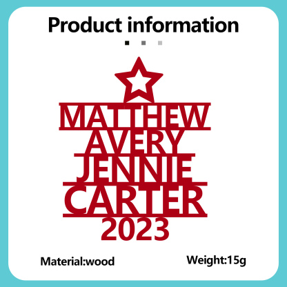 4 Names - Personalised Christmas Tree Ornaments Customised Name Xmas Wooden Decor Gifts for Family Friends-Jessemade AU