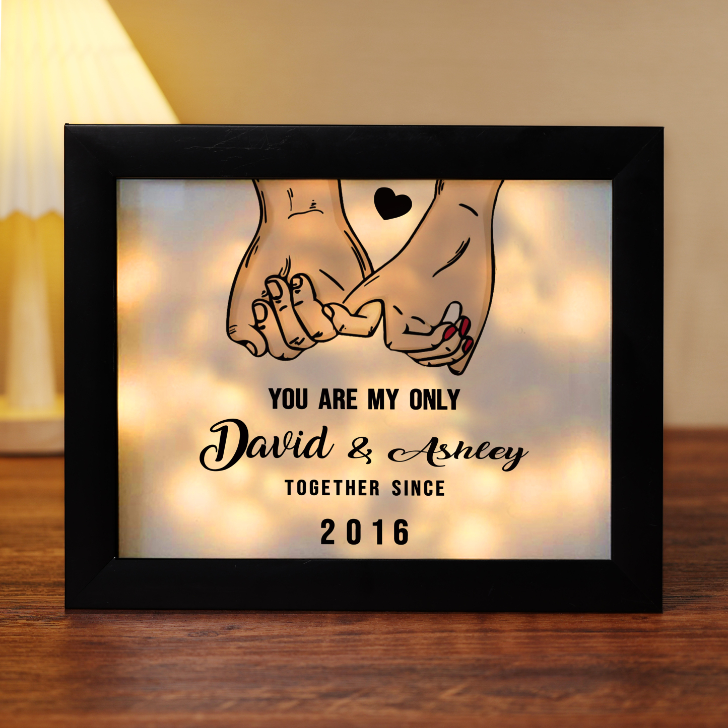 Personalised Couple Frame Custom 2 Names & Date Frame With Night Light "You Are My Only" Anniversary Gift For Him/Her -Jessemade AU