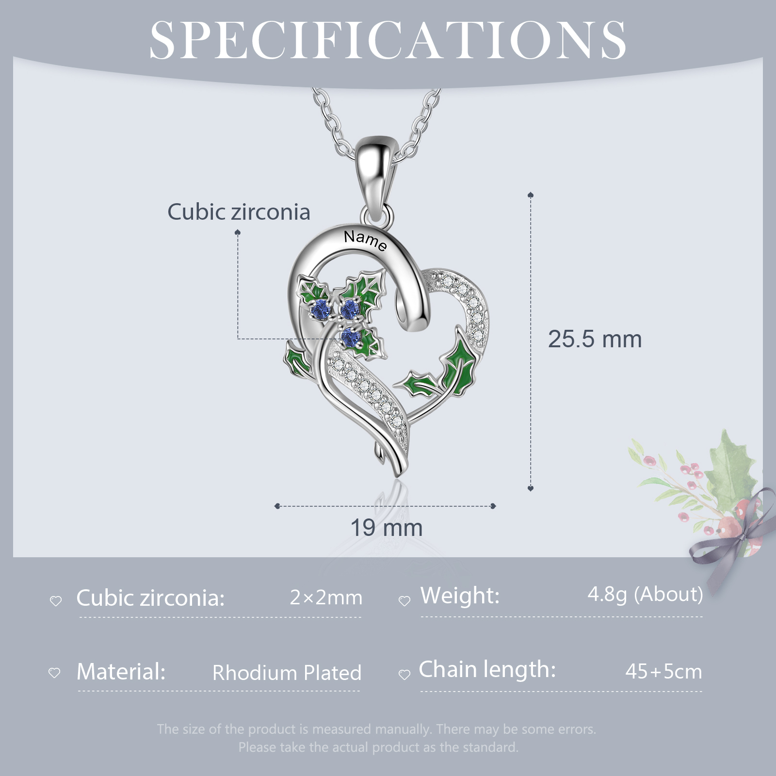 Personalised December  Birthflower Necklace With Birthstones Custom 1 Name Necklace For Her-Jessemade AU