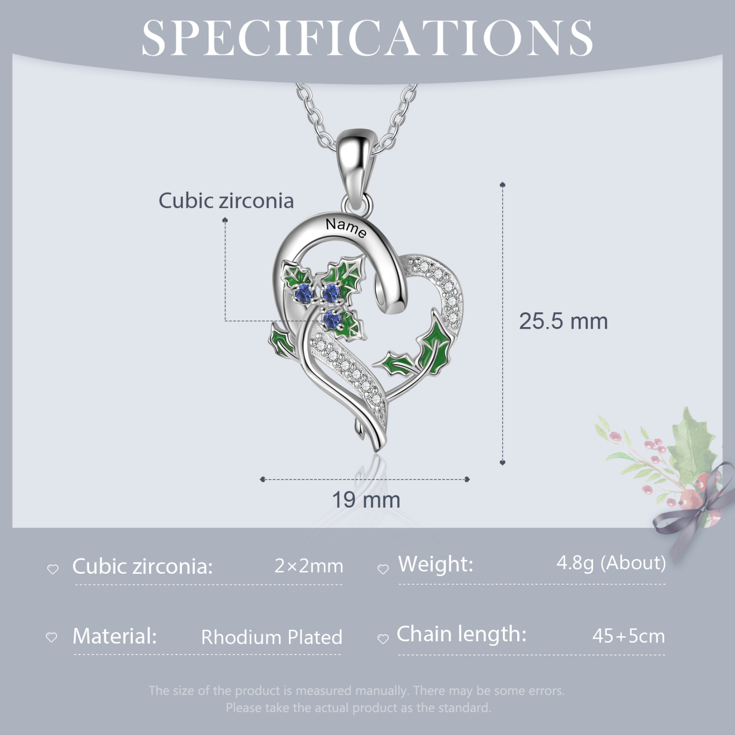 Personalised December  Birthflower Necklace With Birthstones Custom 1 Name Necklace For Her-Jessemade AU