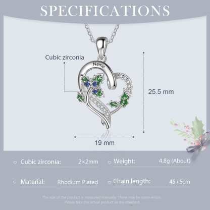 Personalised December  Birthflower Necklace With Birthstones Custom 1 Name Necklace For Her-Jessemade AU