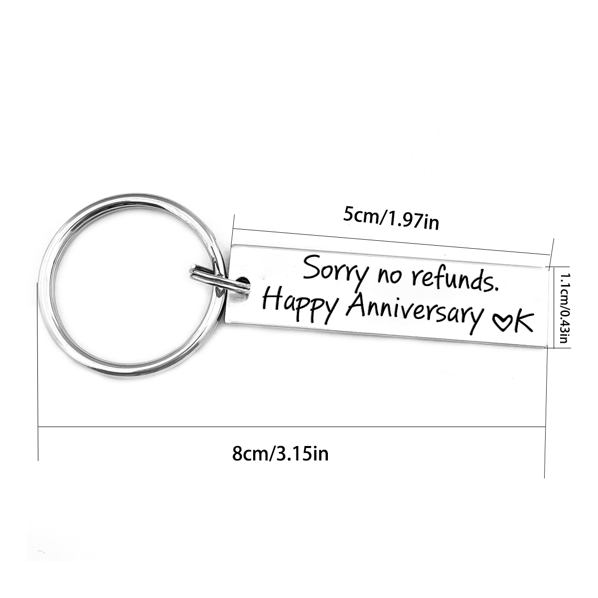 Personalised Letter Keychain "Sorry, No Refunds" Funny Keychain Anniversary Gifts for Couples-Jessemade AU