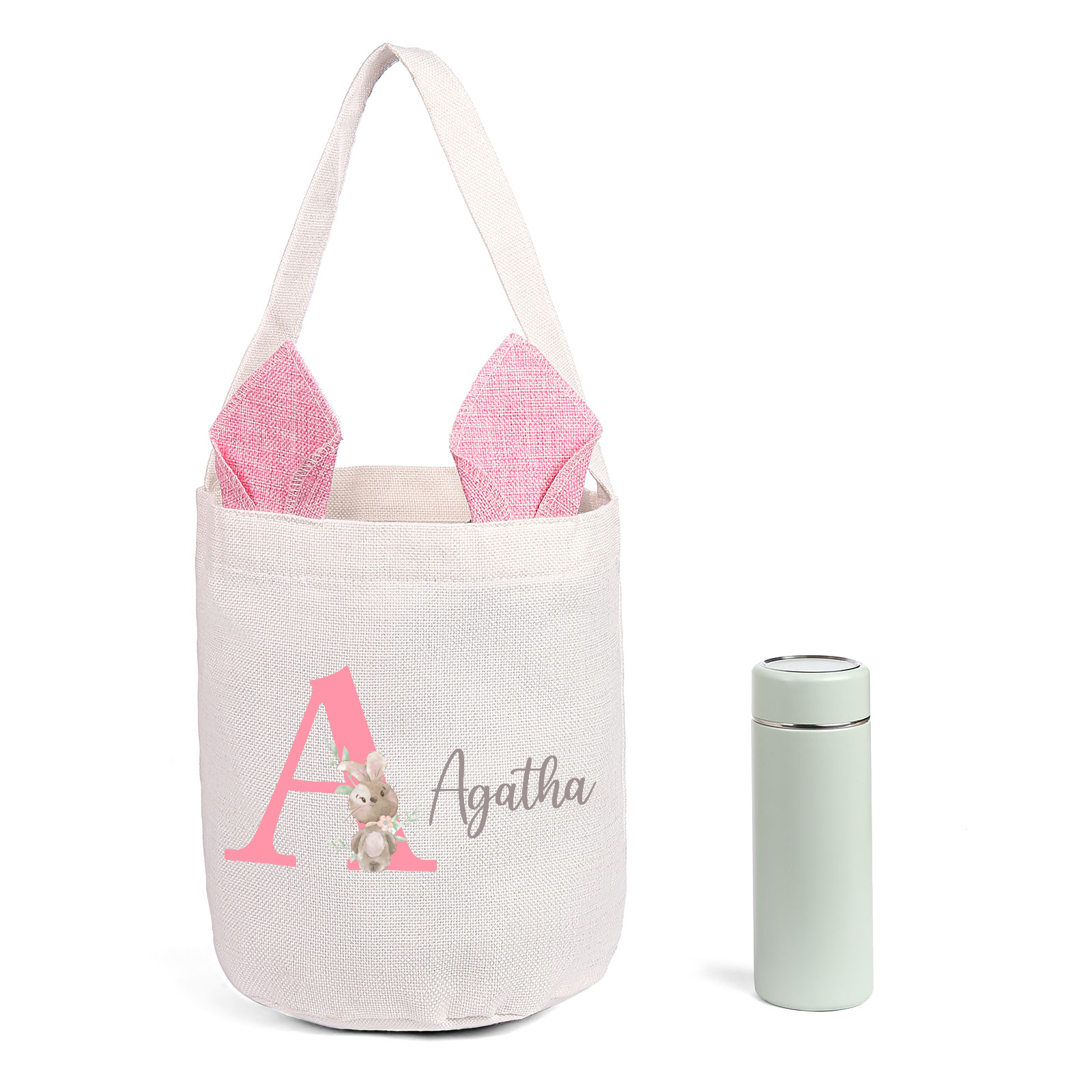Personalised Bunny Tote Bag Custom Name & Letter Bunny Bucket Bag Easter Gifts for Kids-Jessemade AU