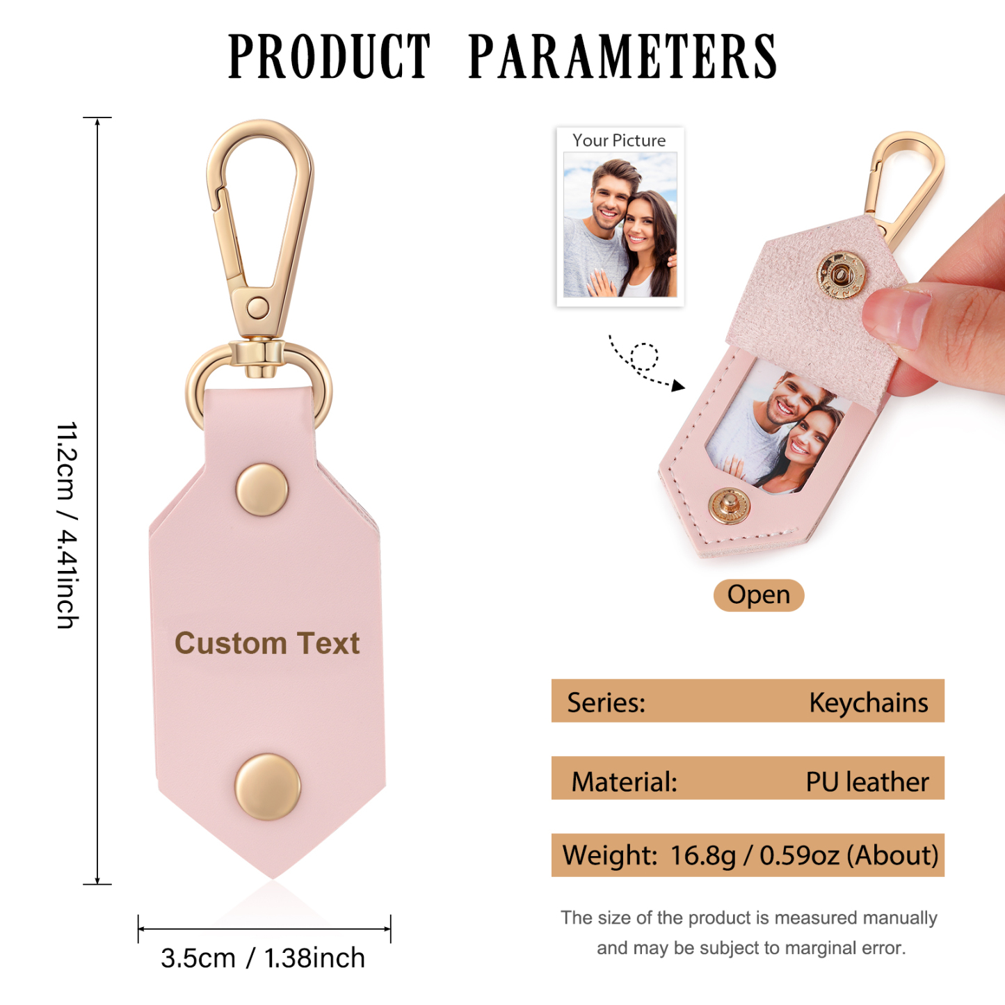 Personalised Photo Keychain Customised with Text Leather Keyring Couple Keychain Gift for Him/her-Jessemade AU