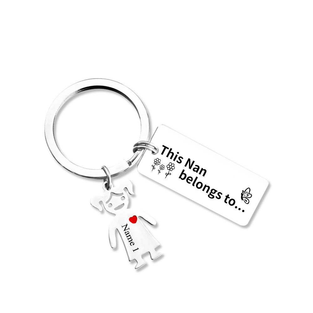 1 Name - Personalised Keychain with Kid Charms Engraved Names Keyring Mother's Day Gift for Mum/Nan-Jessemade AU