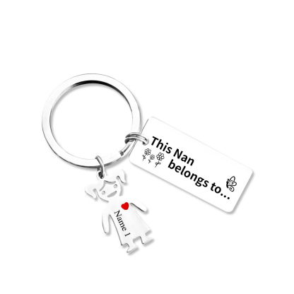 1 Name - Personalised Keychain with Kid Charms Engraved Names Keyring Mother's Day Gift for Mum/Nan-Jessemade AU