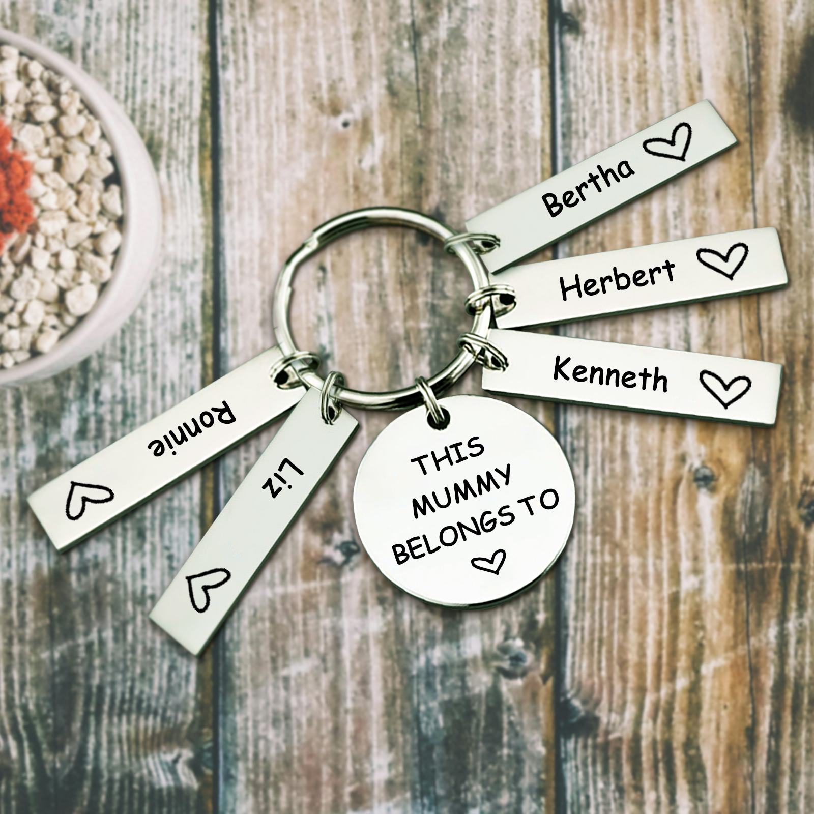 5 Names - Personalised Name Keychain Stainless Steel Keychain Special Gift for Mommy/Mummy-Jessemade AU