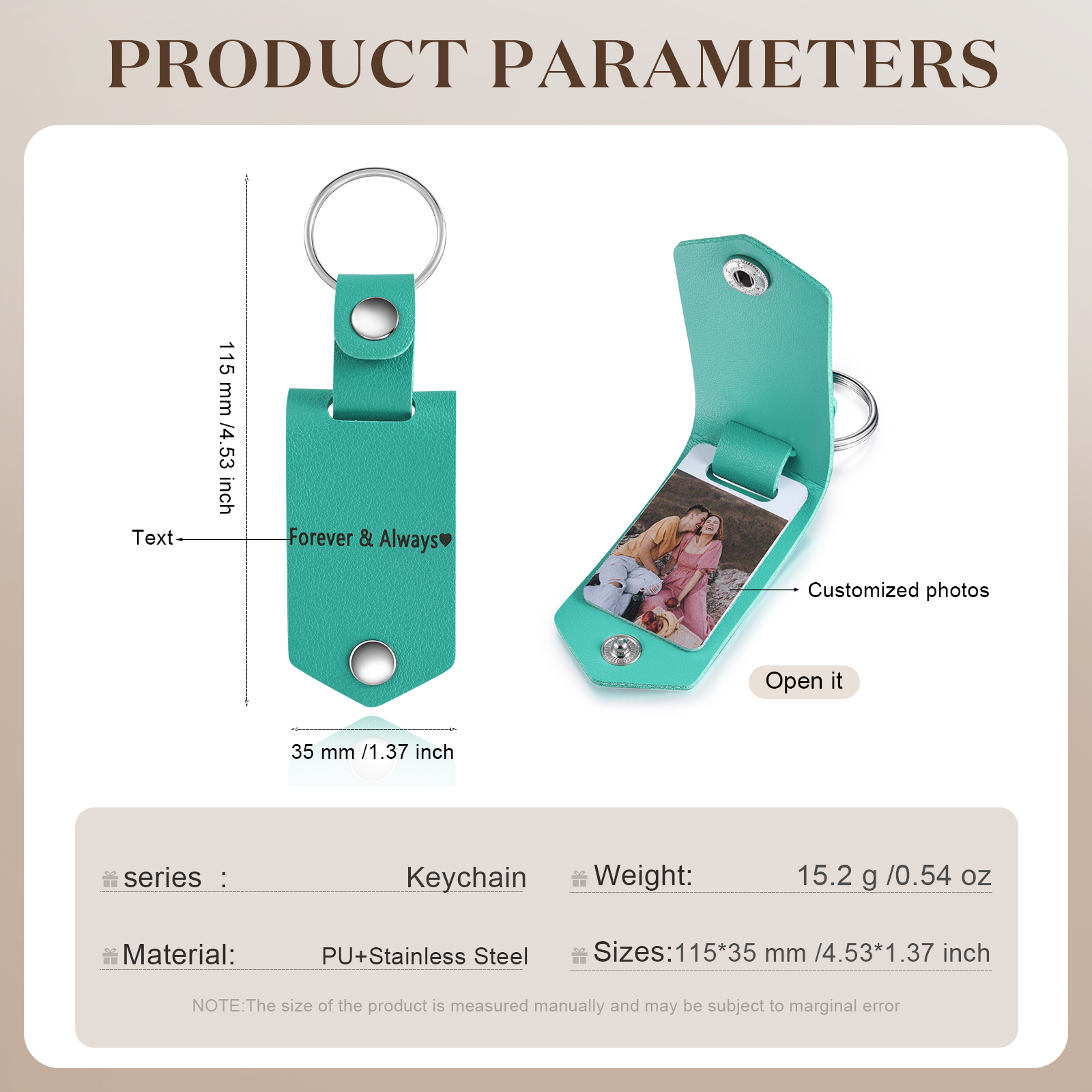 Personalised Photo Keychain Custom Text Leather Keyring Couple Keychain Gifts for Him/her-Jessemade AU