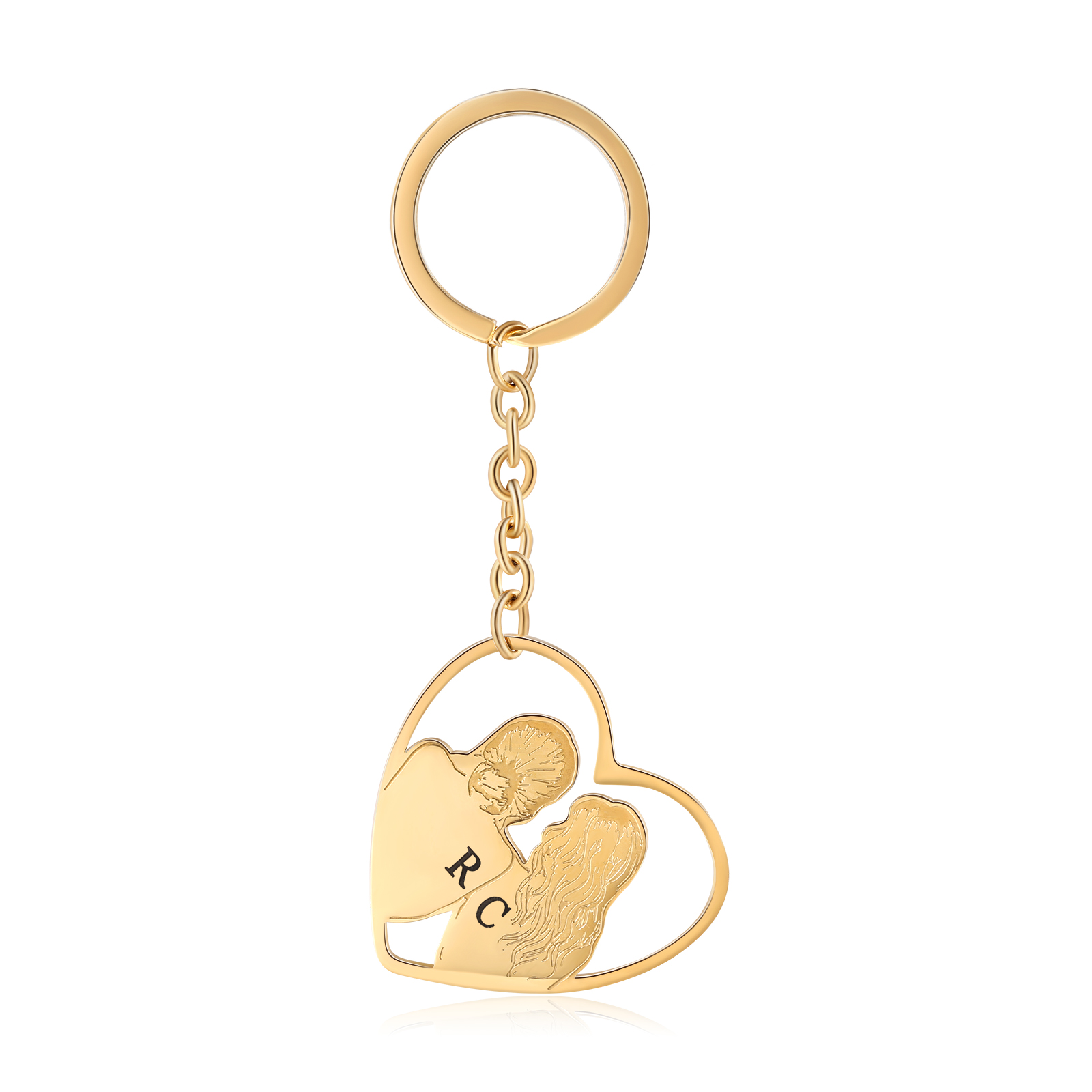 Personalised Heart Keychain Custom 2 Letters Keychain Gold Gift for Sisters-Jessemade AU
