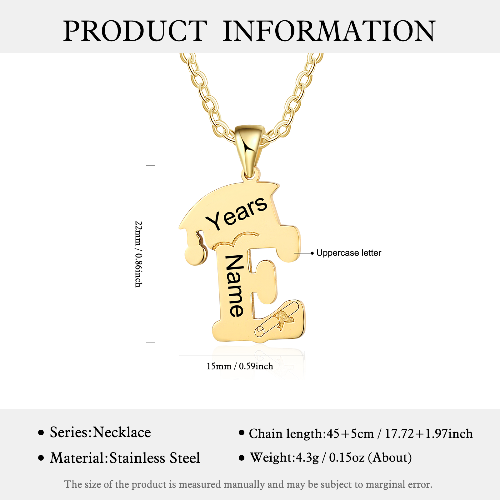 Personalised Letter Necklace with Bachelor Cap & Diploma-Jessemade AU