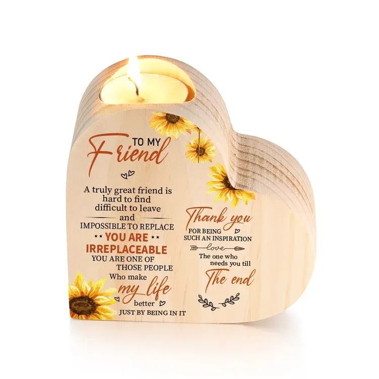 To My Friend Heart Candle Holder Thank you for being such an inspiration Wooden Candlestick-Jessemade AU