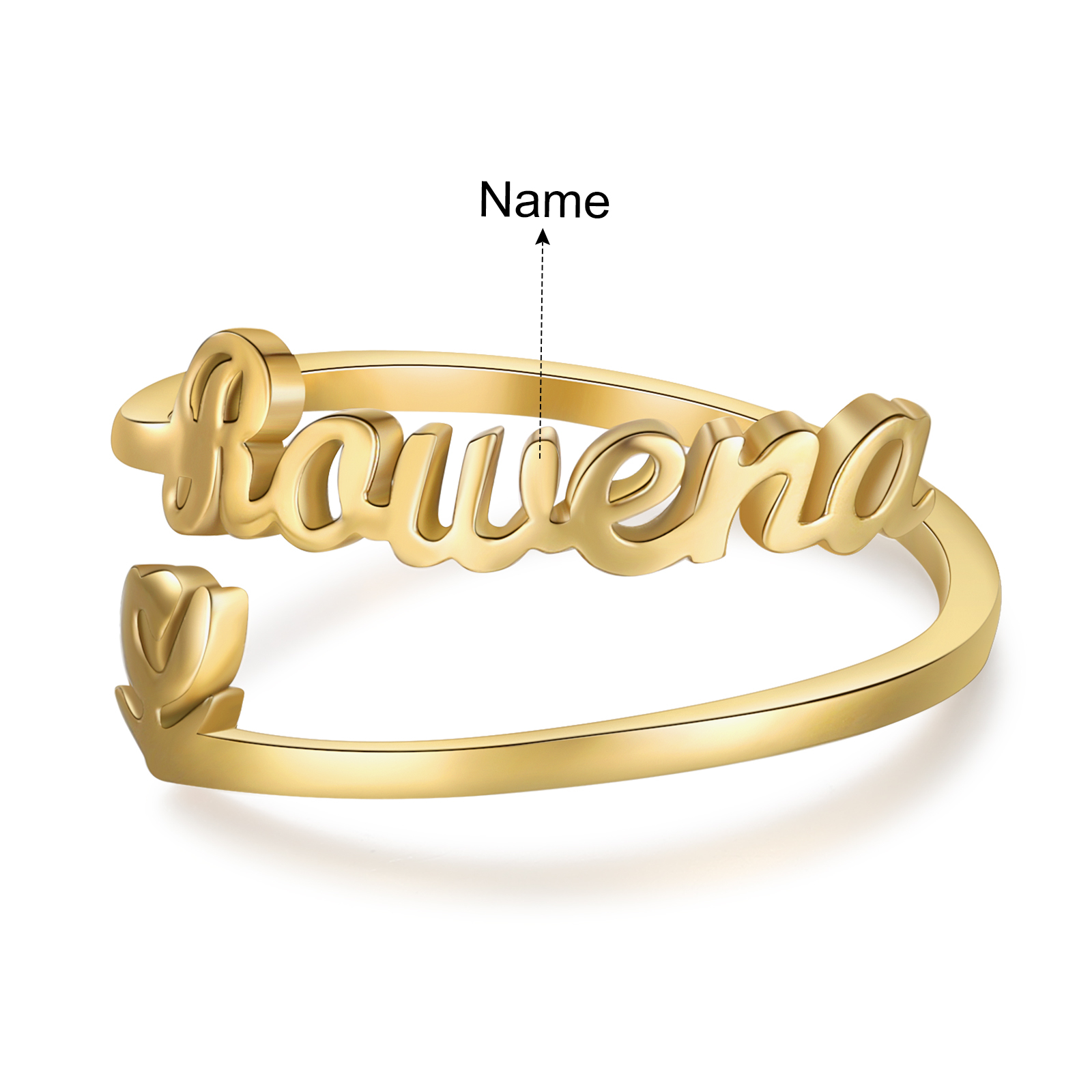 Personalised Name Ring with Heart Custom One Name Classic Rings for Her-Jessemade AU