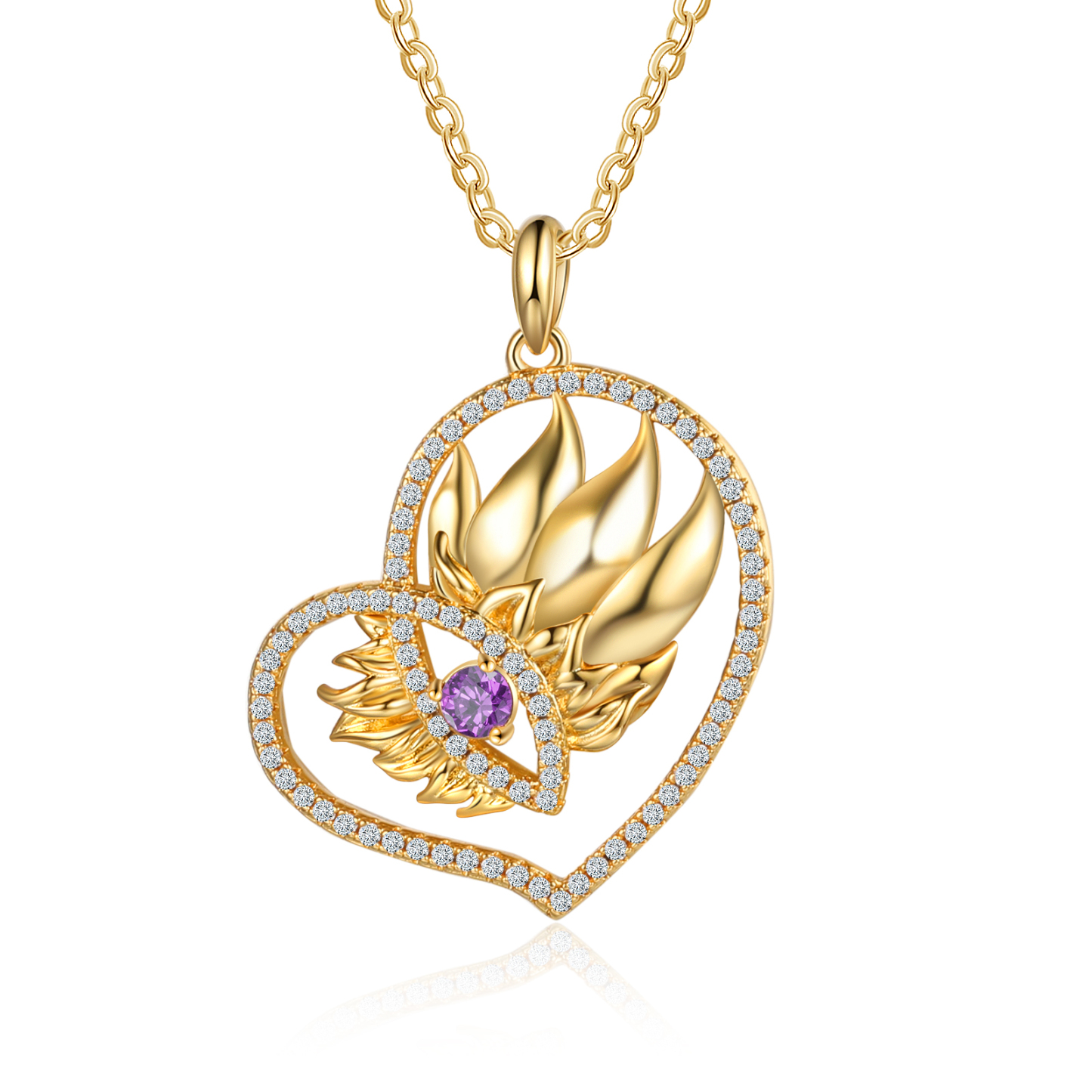 Personalised Heart Necklace With 1 Birthstone Engraved Names Necklace Gift For Women-Jessemade AU