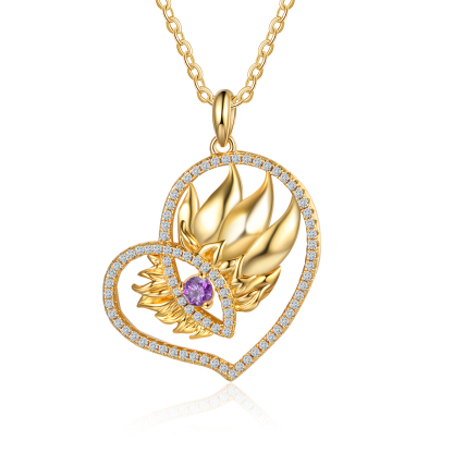 Personalised Heart Necklace With 1 Birthstone Engraved Names Necklace Gift For Women-Jessemade AU