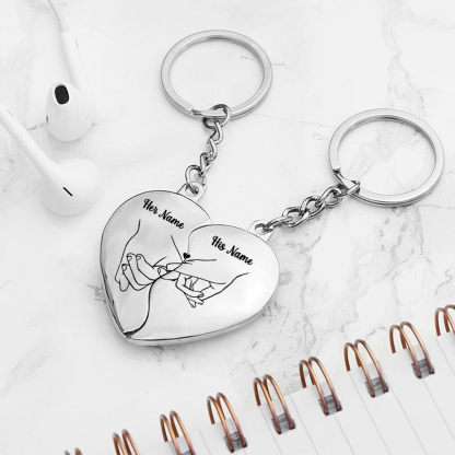 Pinky Swear Personalised Couple Keychain Custom 2 Names Keyring Matching Couple Gifts Valentine's Day Gift for Him/Her-Jessemade AU